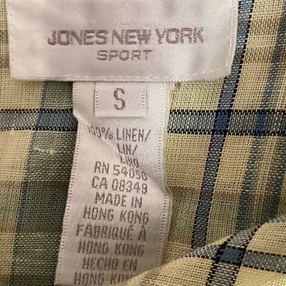 Jones New York Sport Plaid Linen Button Front Shirt Sz S #178D - Picture 6 of 7